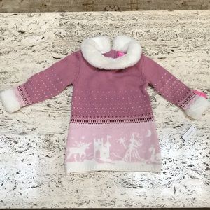 Isaac mizrahi little girls sweater fur trim 6-9 m
